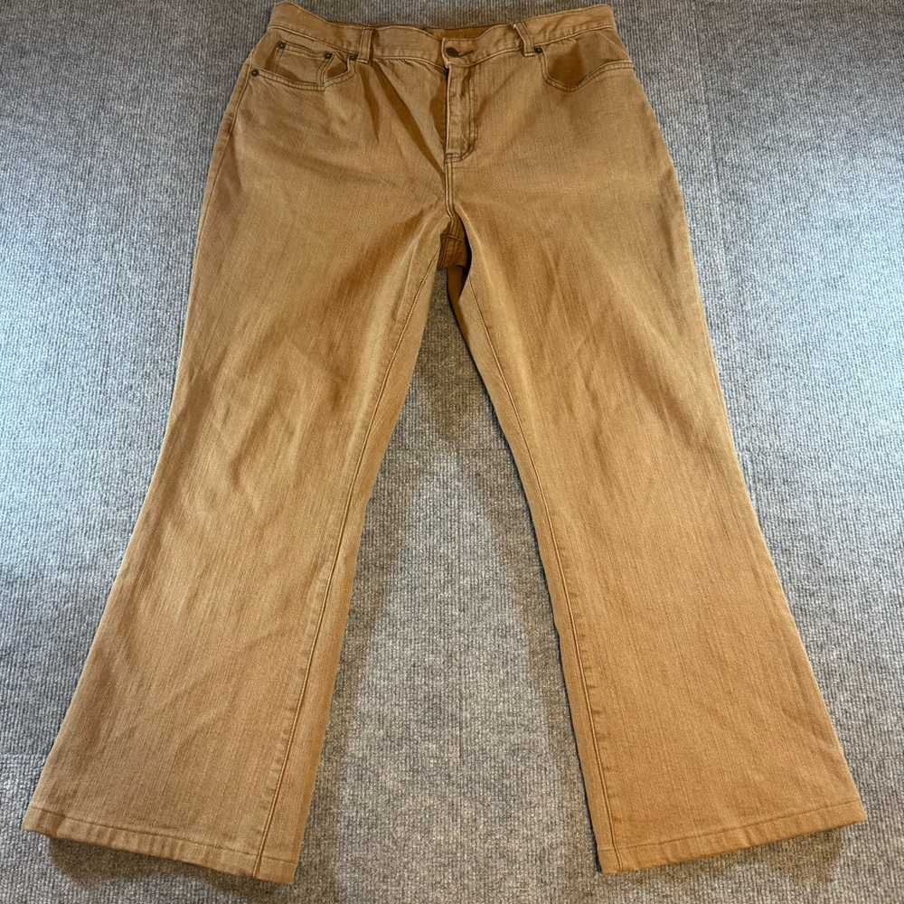 Ralph Lauren Lauren Jeans Co Cropped Flare Trousers Camel Khaki Tan US 12 35